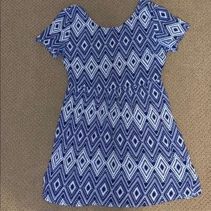 Blue and White Patterned T-Shirt Dress